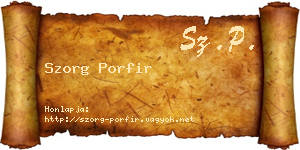 Szorg Porfir névjegykártya